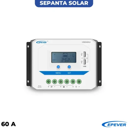 شارژ کنترلر 60 آمپر (12-24) ولت مدل VS6024AU سری PWM برند EPEVER